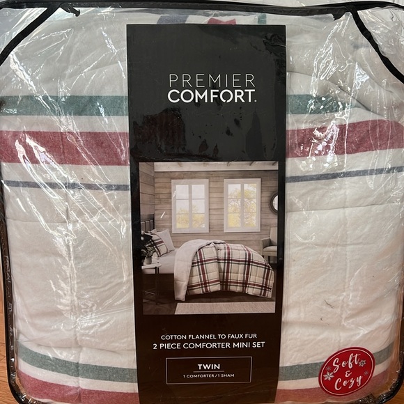 Cotton flannel to faux fur 2 piece comforter set - Picture 2 of 2